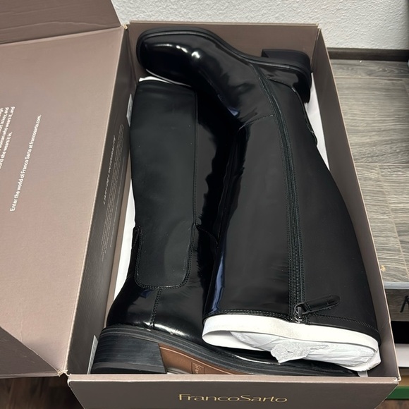 Franco Sarto Giselle Knee High Boot In Black Patent Leather / Black Leather - Picture 2 of 14
